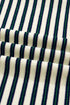 Classic Striped Print Zipper V Neck Long Sleeve Top