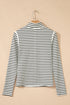 Classic Striped Ribbed Knit Button Front Henley Top