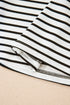 Classic Striped Ribbed Knit Button Front Henley Top
