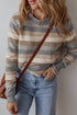 Classic Striped Ribbed Knit Long Sleeve Crewneck Sweater