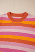 Classic Striped Ribbed Knit Long Sleeve Crewneck Sweater