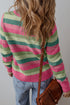 Classic Striped Ribbed Knit Long Sleeve Crewneck Sweater