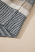 Classic Striped Ribbed Knit Long Sleeve Crewneck Sweater