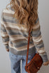 Classic Striped Ribbed Knit Long Sleeve Crewneck Sweater