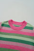 Classic Striped Ribbed Knit Long Sleeve Crewneck Sweater
