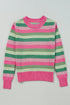 Classic Striped Ribbed Knit Long Sleeve Crewneck Sweater