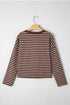 Classic Striped Ribbed Knit Long Sleeve Cropped Pullover