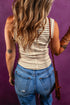 Classic Striped Ribbed Knit Sleeveless Tank Top