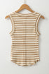 Classic Striped Ribbed Knit Sleeveless Tank Top