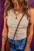 Classic Striped Ribbed Knit Sleeveless Tank Top