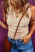 Classic Striped Ribbed Knit Sleeveless Tank Top