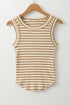 Classic Striped Ribbed Knit Sleeveless Tank Top