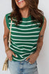 Classic Striped Sleeveless Ribbed Knit Sweater Top