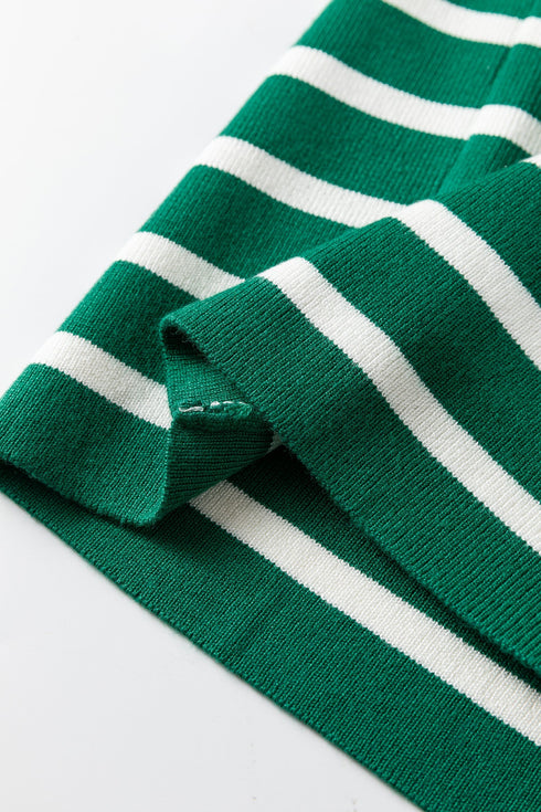 Classic Striped Sleeveless Ribbed Knit Sweater Top