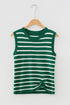 Classic Striped Sleeveless Ribbed Knit Sweater Top