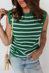 Classic Striped Sleeveless Ribbed Knit Sweater Top