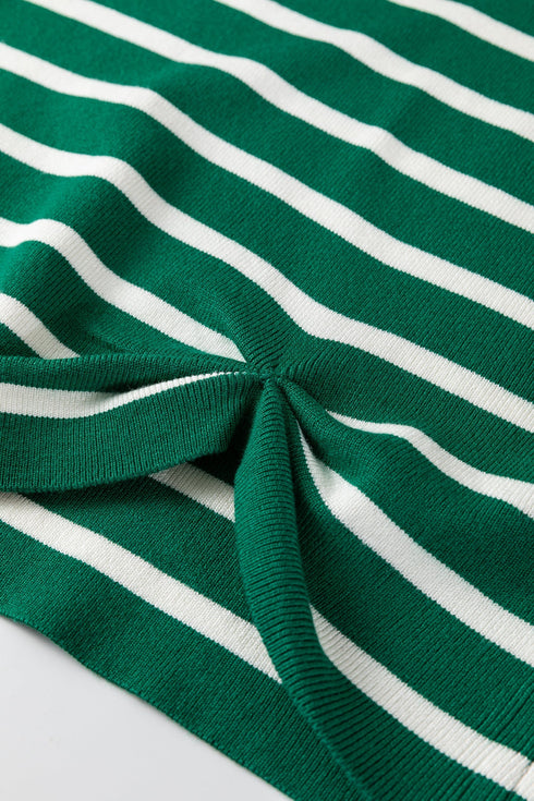 Classic Striped Sleeveless Ribbed Knit Sweater Top