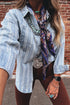 Classic Striped Western Boyfriend Chest Pocket Denim Jacket