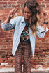 Classic Striped Western Boyfriend Chest Pocket Denim Jacket
