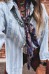 Classic Striped Western Boyfriend Chest Pocket Denim Jacket
