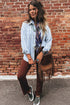 Classic Striped Western Boyfriend Chest Pocket Denim Jacket