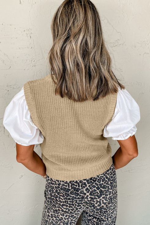 Classic Textured Knit Crew Neck Sweater Vest