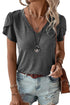 Classic V Neck Petal Sleeve Soft Knit T Shirt