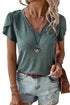 Classic V Neck Petal Sleeve Soft Knit T Shirt