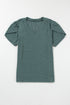 Classic V Neck Petal Sleeve Soft Knit T Shirt