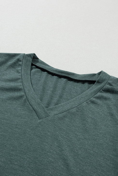 Classic V Neck Petal Sleeve Soft Knit T Shirt