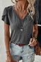 Classic V Neck Petal Sleeve Soft Knit T Shirt
