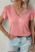 Classic V Neck Petal Sleeve Soft Knit T Shirt