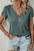 Classic V Neck Petal Sleeve Soft Knit T Shirt