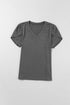 Classic V Neck Petal Sleeve Soft Knit T Shirt