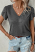 Classic V Neck Petal Sleeve Soft Knit T Shirt