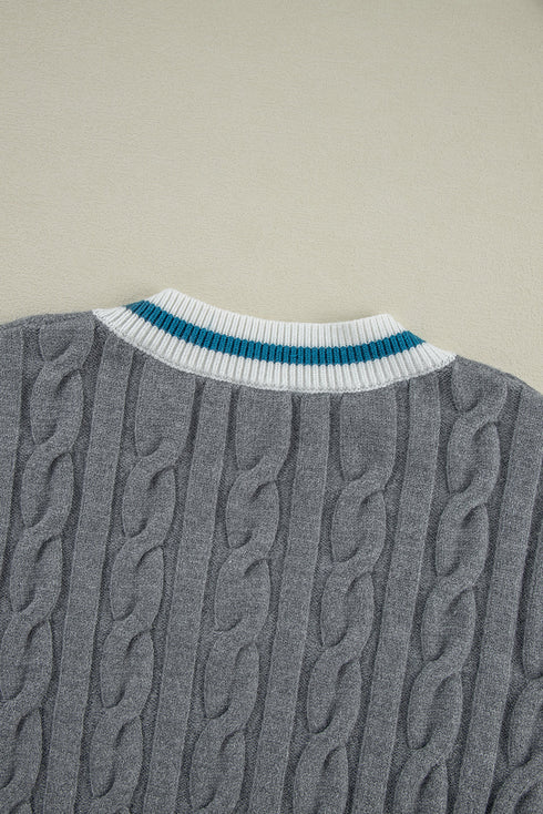 Classic Varsity Stripe Cable Knit Sweater