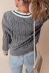 Classic Varsity Stripe Cable Knit Sweater