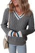 Classic Varsity Stripe Cable Knit Sweater