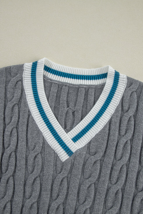 Classic Varsity Stripe Cable Knit Sweater