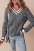 Classic Varsity Stripe Cable Knit Sweater