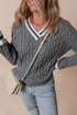Classic Varsity Stripe Cable Knit Sweater