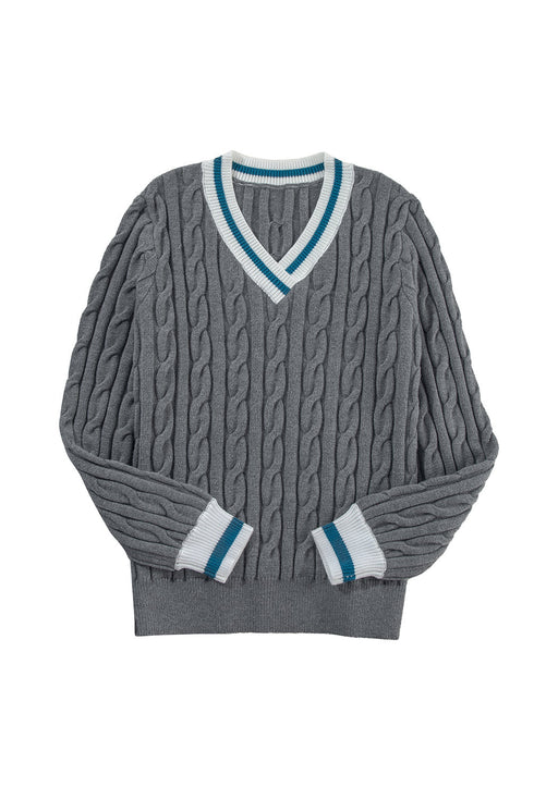 Classic Varsity Stripe Cable Knit Sweater