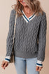 Classic Varsity Stripe Cable Knit Sweater