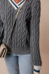 Classic Varsity Stripe Cable Knit Sweater