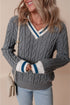 Classic Varsity Stripe Cable Knit Sweater