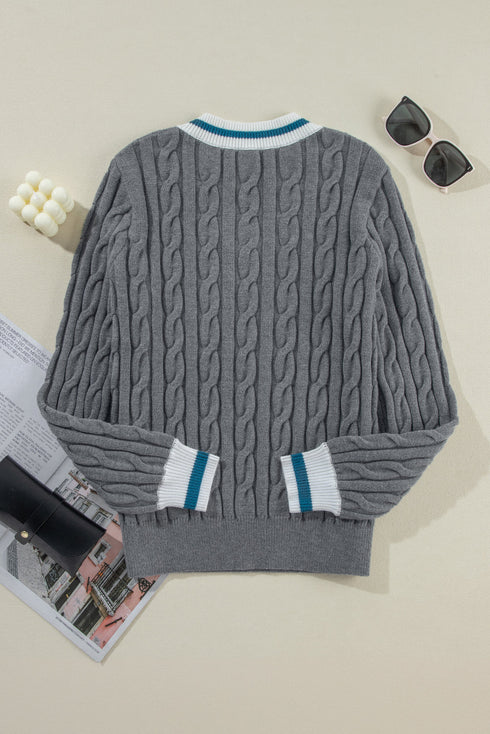 Classic Varsity Stripe Cable Knit Sweater