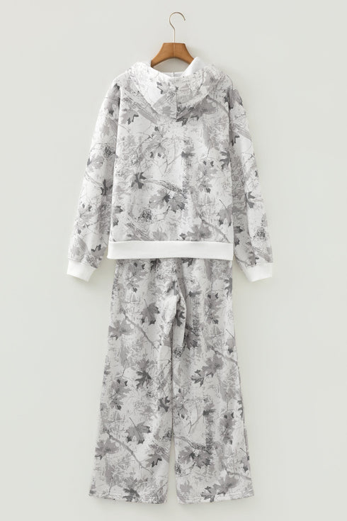 Classic Woodland Camouflage Print Hoodie And Sweatpants Pant Sets
