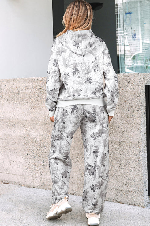 Classic Woodland Camouflage Print Hoodie And Sweatpants Pant Sets