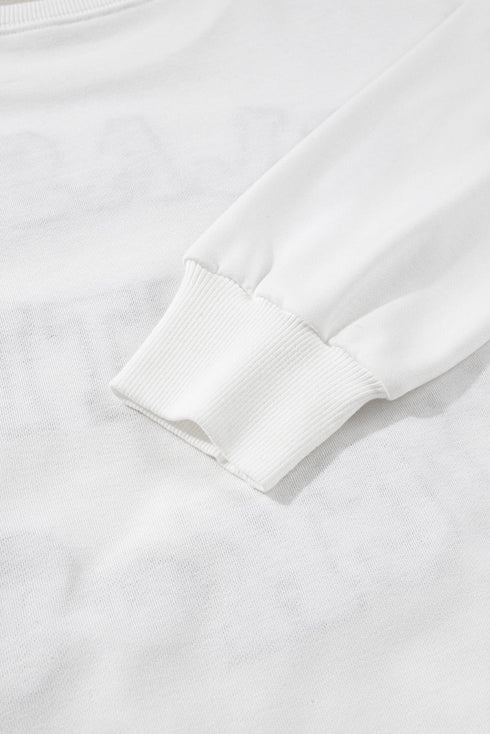 Classy Until Kickoff Chenille Letter Patch Drop Shoulder Crewneck Oversized Sweatshirt