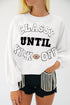 Classy Until Kickoff Chenille Letter Patch Drop Shoulder Crewneck Oversized Sweatshirt